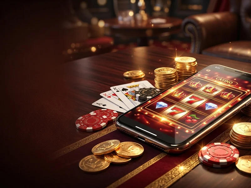 Mãos segurando um smartphone com o aplicativo de jogos aberto e um botão 'Baixar Agora' em destaque.