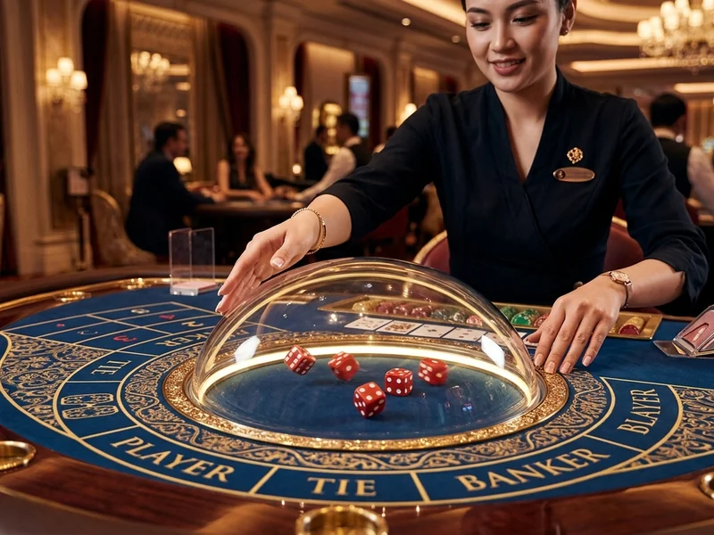 Cena vibrante de cassino ao vivo com dealer e jogadores em jogos friv poki
